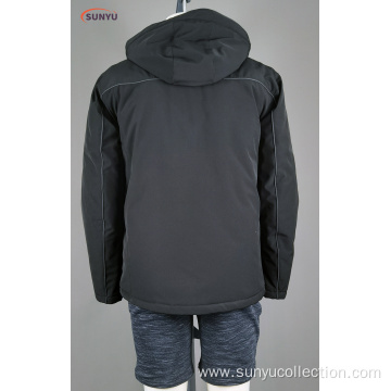 Men's polyester woven winter coats with polar fleece